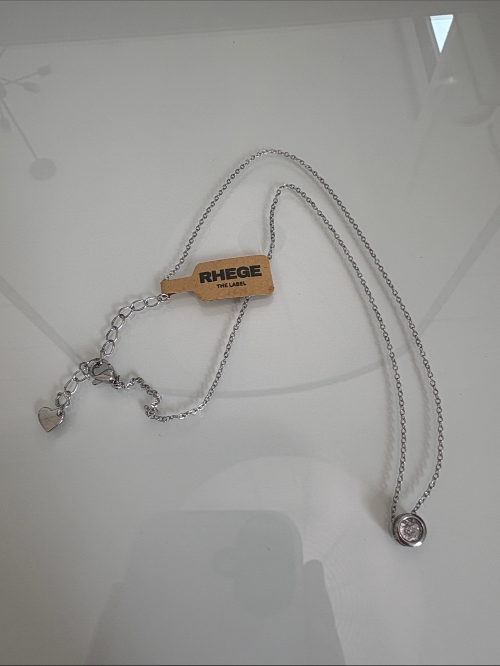 Silver Round Crystal Pendant Necklace